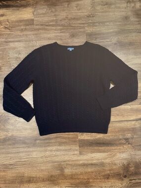 J. McLaughlin Women’s Navy Cotton Cable-Knit Crewneck Sweater Size M